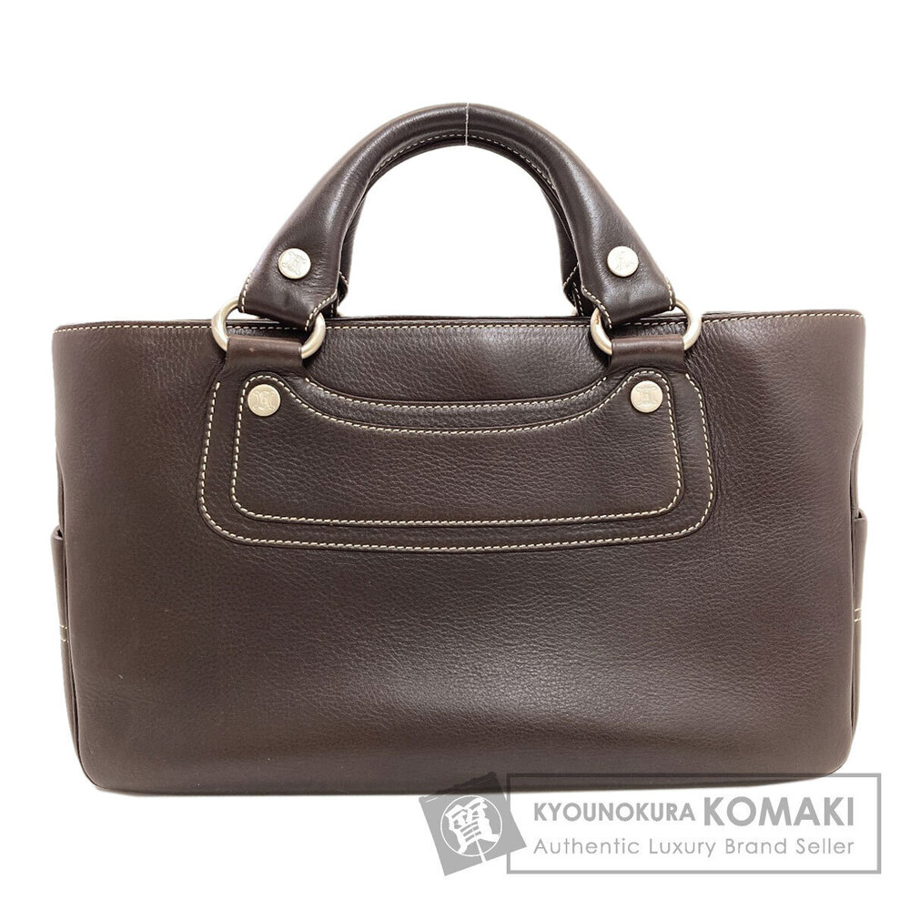 Celine Boogie Bag Handbag Calfskin Leather Brown